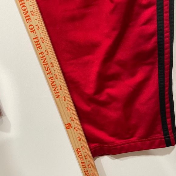 Adidas XXL Mens Track Pants Red Black Stripes Side Zipper Pockets Tear Away VTG - Picture 7 of 10